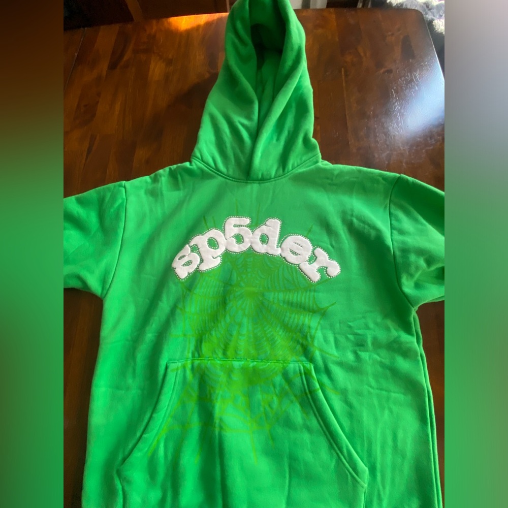 Green Sp5der Hoodie Size M